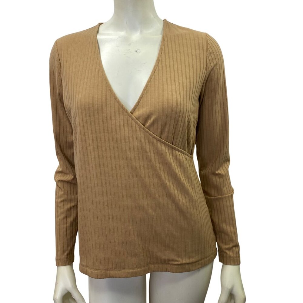 Banana Republic Womens Ribbed V-Neck Long Sleeve Top M